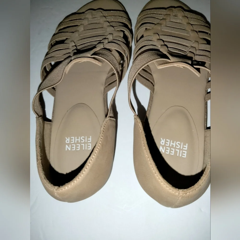 Eileen Fisher (Size 6) Nude Rato Strappy  Comfort Slipon Casual Open Toe Sandals